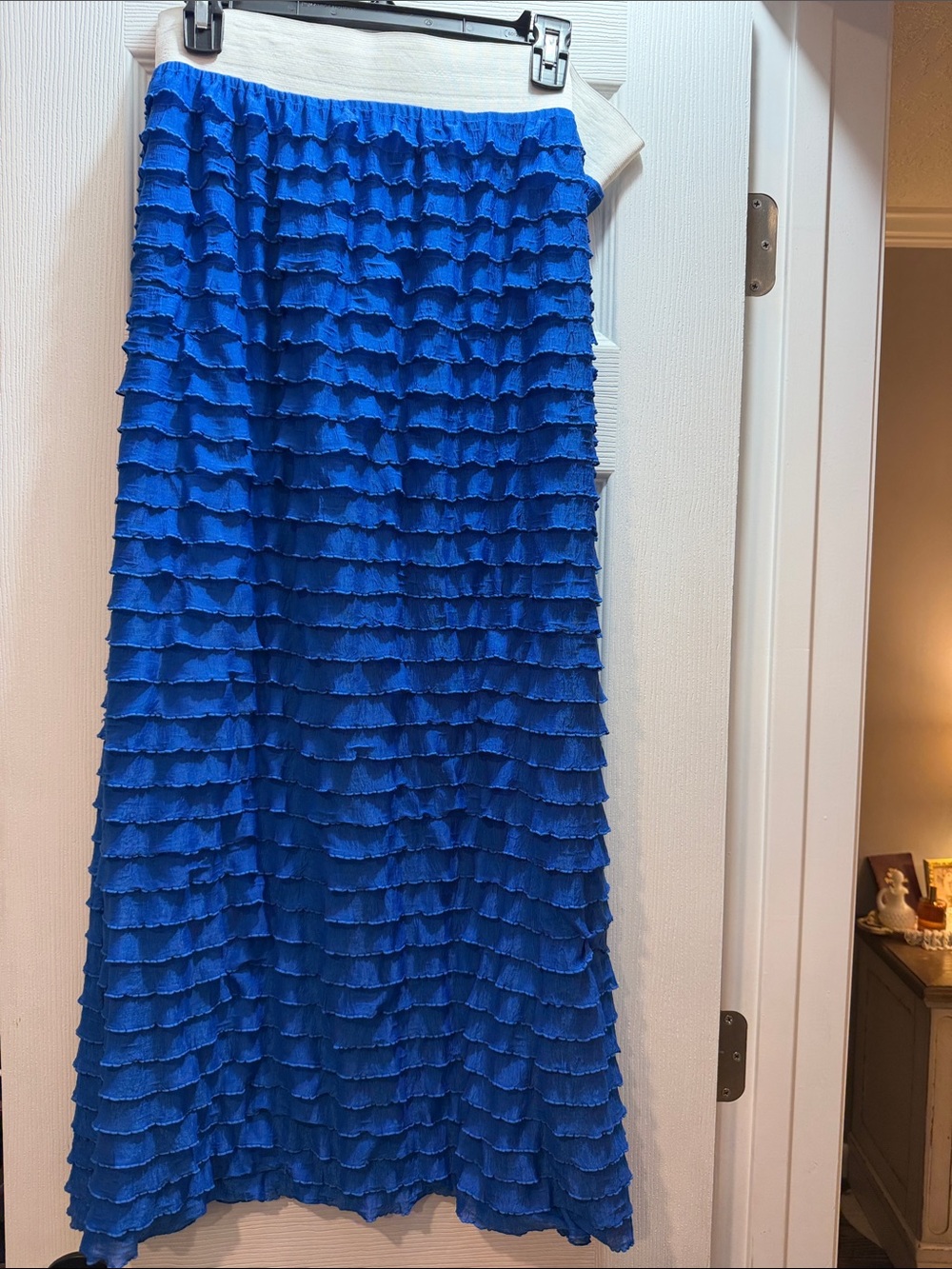 Electric Blue Ruffle Maxi Skirt - Women's Layered Style